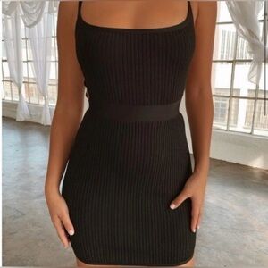 NWT Black Ribbed Strappy Tiger Mist Dress